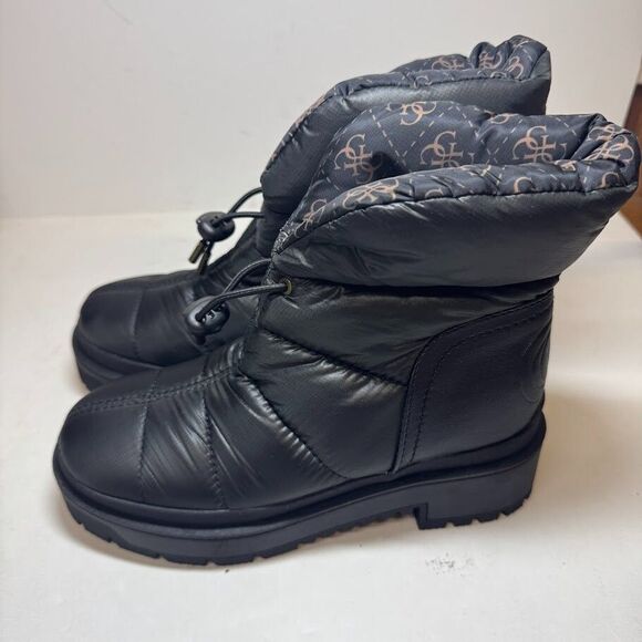 GUESS Womens 8 M Black Leeda Quilted Ankle Snow Boots NIB HK8 - Picture 4 of 6